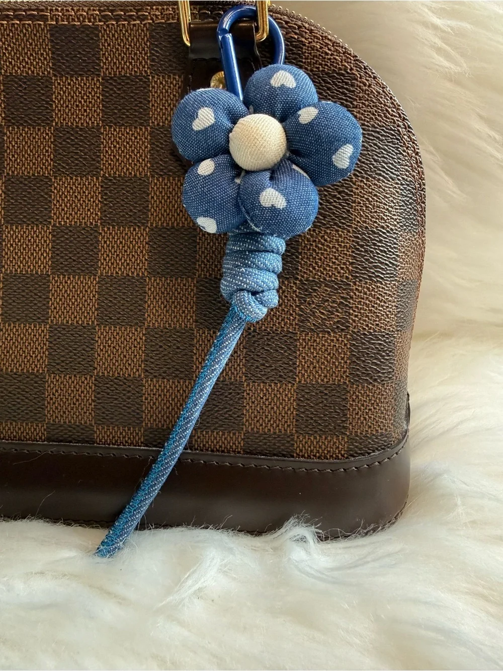 Denim daisy flower bag charm Keychain Keyring purse charm new gift